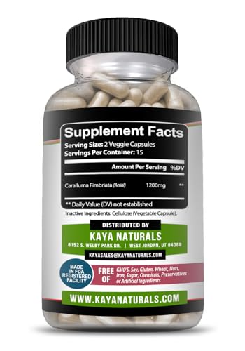 Kaya Naturals - Caralluma Fimbriata 1200mg High Potency Supplement | Maximum Strength Natural Endurance Support, Vegetarian Capsules – 30 Count - Image 3