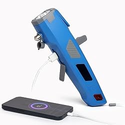 LUXON Car Emergency Escape Tool with 8-in-1,Safety Rescue Hammer (Blue) | Window Breaker,SeatBelt Cutter,LED Flashlight,SOS Strobe,USB & Hand Cranking Charger,for Vehicle Escape/Field Survival,Hiking