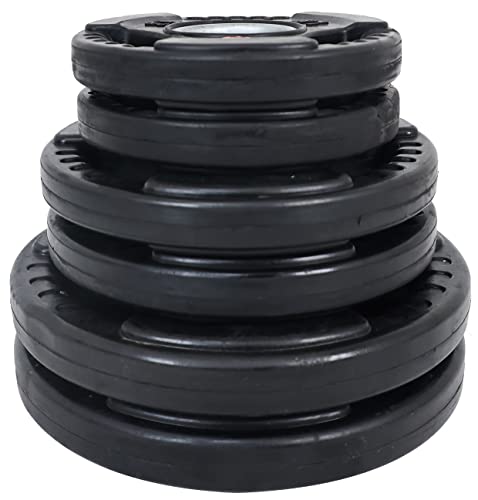 Fitvids Olympic 2-Inch Cast Iron Plate Weight Plate for Strength Training and Weightlifting, Rubber Coate Style, 35LB Set by Signature Fitness - Image 3
