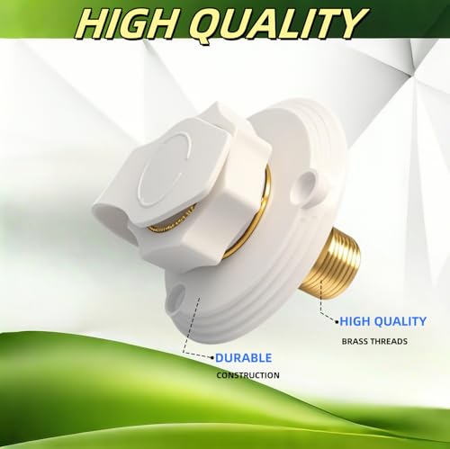 Image of RV City Water Inlet with Brass Check Valve, Fresh Water Fill Flange for Camper Hookup, Durable RV Water Replacement Connection Fittings, White