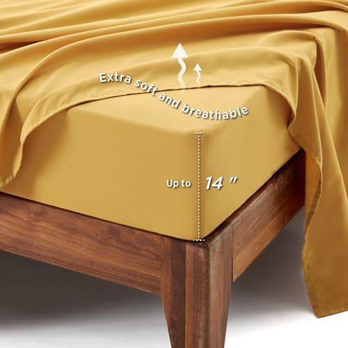Image of Bedsure Floral Yellow Comforter Set, King Bedding Sets, 7 Piece