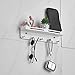 Colgador de Llaves para Montaje en Pared, 1 Pieza Acero Inoxidable Estante de Llaves Autoadhesivo, con Estante y 5 Ganchos, para Hogar, Cocina, Baño(Blanco)