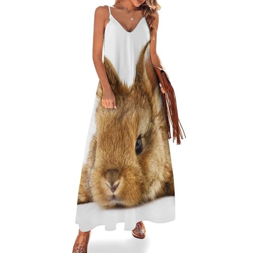 Robe maxi pour voyages et plage style lapin brun le vêtement d'été sans manches idéal