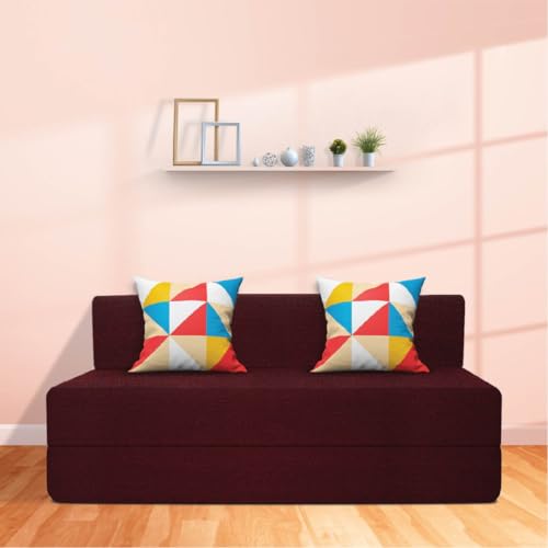 Image of Starlon 3 Seater Sofa Cum Bed Foldable 3-in-1 Sofa Bed with 1 Year Warranty, Washable Jute Fabric Cover & 2 Pillows.Queen Size Guest Bed for Living Room,Apartment & Small Spaces 6x6.5 Ft