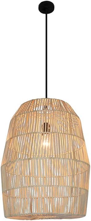 Luminaire suspendu E27 lustre rotin vintage plafonnier osier tressé salon chambre et cuisine