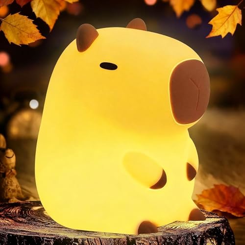 capybara cute night light squishy capybara lamp xmas gifts toys rechargeable led dimmable silicone nightlight for kids funny light up capibara baby nursery college dorm fall dcor
