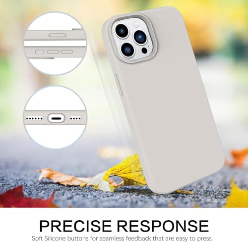 Image of Elzzi Microfiber Candy Case Compatible for iPhone 14 PRO MAX, Shockproof Slim Back Cover Liquid Silicone Case, Stone Grey