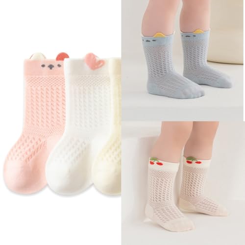 Pack of 3 Pair Soft & Breathable Baby Socks for 0-5 Years Nonslip Design Calf Length Socks for Sensitive Skin2