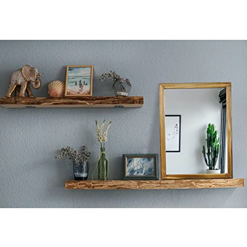 Aazzkang Rustic Mirrors For Wall Rectangle Wood Frame Mirror Farmhouse Bedroom Bathroom Decorative Mirror With Hanging Rope #TOP3