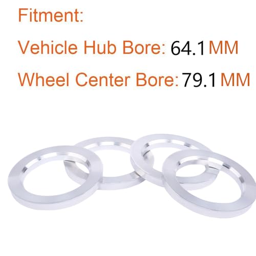 Image of ZHTEAPR 4pc 79.1 to 64.1 Aluminium Wheel Hub Centric Rings 64.1 to 79.1 Hubrings Center Rings