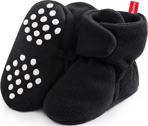 Bufims Baby Booties 6-12 Months Unisex Cozy Fleece Newborn Booties Non-Slip Newborn First Walkers Shoes Toddler Slippers for Baby Boys & Baby Girls...