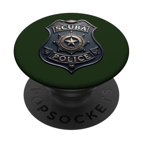 Funny Scuba Police Badge Diver Diving Police Policing PopSockets Swappable PopGrip