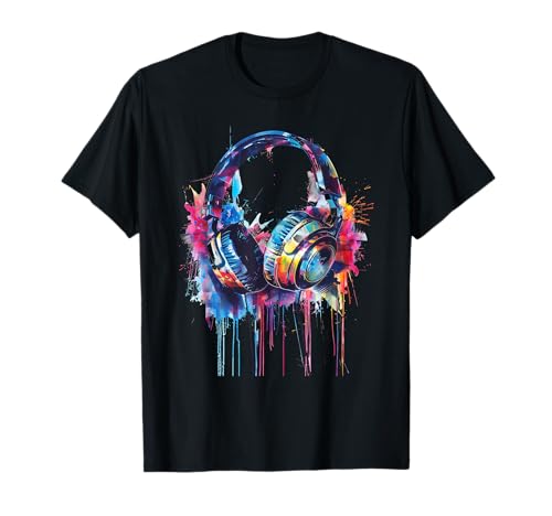Kopfhörer Musik DJ Beatmaker Techno Splash House Music EDM T-Shirt