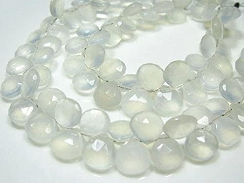 Chalcédoine blanche coeurs facettés de qualité AAA pour bijoux de luxe
