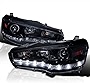 SPEC-D TUNING SMD LED Glossy Black Housing Projector Headlights Smoke Lens Compatible with 2008-2017 Mitsubishi Lancer, 2008-2015 Mitsubishi Lancer EVO X, Left + Right Pair Headlamps Assembly