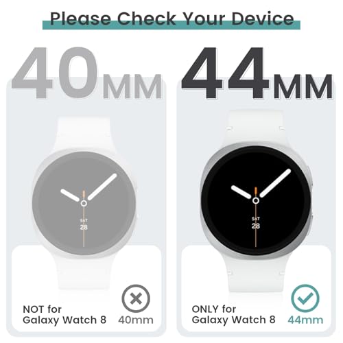 Image of VEMIGON Hard PC Case Compatible with Samsung Galaxy Watch 8 2025 Screen Protector Case 44mm, High Sensitive Protective Face Cover with Bumper Built-in Tempered Glass Film - (44mm Black)