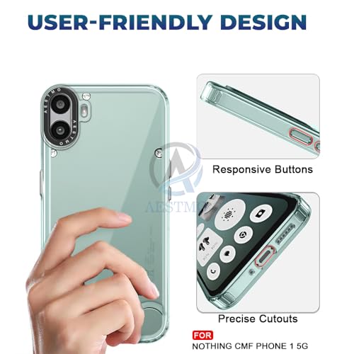 Image of AESTMO Back Cover Case for Nothing CMF Phone 1 | Electroplated Buttons | Stylish Camera Border | Crystal Clear Hard Back Cover Case (TPU & PC, Transparent Bumper)