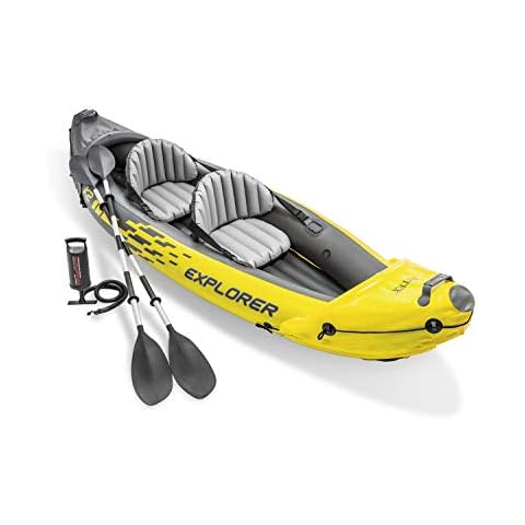 INTEX Canoë Explorer K2 Kayak pour Deux Personnes avec Rames + Pompe Cover