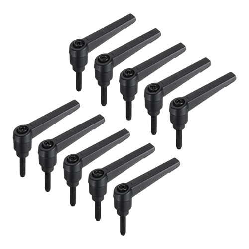 uxcell 10pcs Lever Adjustable Handles M5 x 20mm Metric Male Thread, Level Clamping Handle Hand Stud Knobs Rotating Screw Handles Bolts with Locking Lever, Black