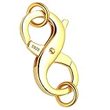 Double Opening Lobster clasp-925 Sterling Silver Necklace Clip Shortener Charm Clasp with Closed Jump Rings for Necklaces Bracelet Or Jewelry Making, Made in Italy.