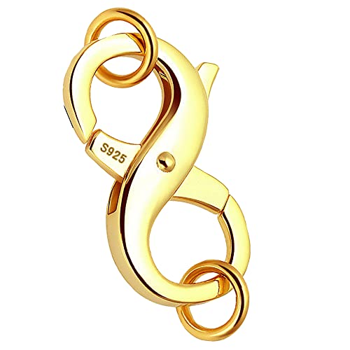 Double Opening Lobster clasp-925 Sterling Silver Necklace Clip Shortener Charm Clasp with Closed Jump Rings for Necklaces Bracelet Or Jewelry Making, Made in Italy.