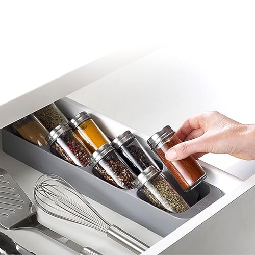 8-Tier Especieros Para Cocina Cajon, PP Multifuncional Especia Rack Organizador Cajón Gabinete Cocina Organizador Especiero Cajon Botella Caja Almacenamiento Para El Hogar Cocina Encimera Organizador