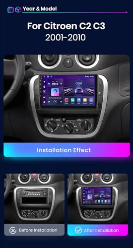 Radio de coche Android 15 para Citroen C2 C3 2001-2010 con navegador GPS de 9 pulgadas 2