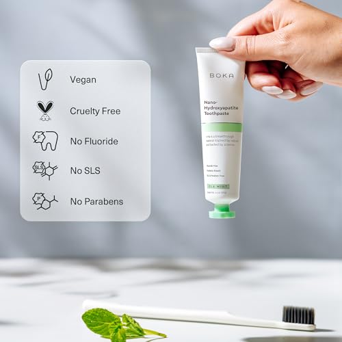 Image of Boka Fluoride Free Toothpaste, Nano Hydroxyapatite Toothpaste, Appropriate for Sensitive Teeth - for Adult, Kids Oral Care - Ela Mint, Coco Ginger Flavor, 1.3 Fl Oz 2Pk US Manufactured (Pack of 2)