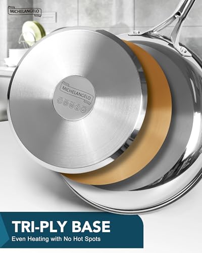 Poêle acier inoxydable induction MICHELANGELO finie la chaleur inégale avec la triple base - 3
