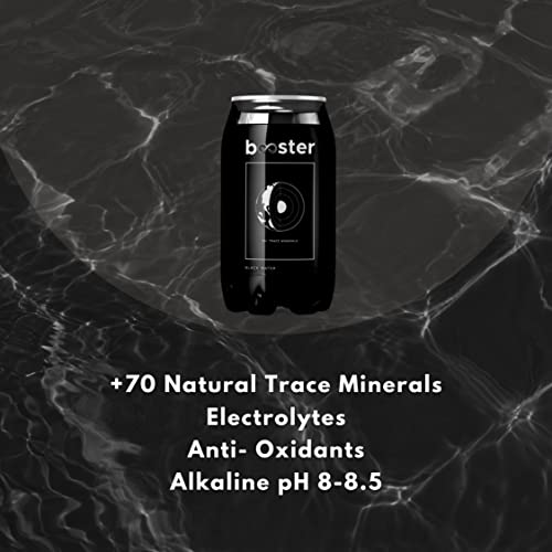 Image of Booster Black Alkaline Drink | Superior Hydration With Infused Essential Minerals | 8+ pH Alkaline (500 ML Each Can) Better than Bottled Water & Mineral water(Pack of 24)