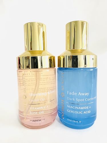 Set of Infinite Beauty Morning Facial Oil VitaminC+Rose Oil & Fade Away Dark Spot Corrector, Total of 2 items, 2FlOz Each. NO BOX