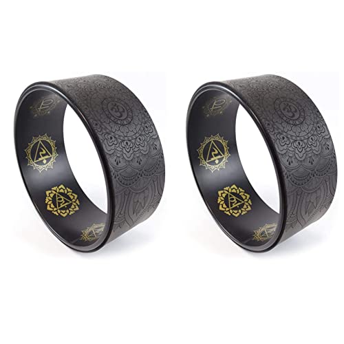2 x Rueda de Yoga Yoga Natural Rueda Auxiliar Masaje Mandala Pattern Wheel Backbend Artifact Yoga Circle