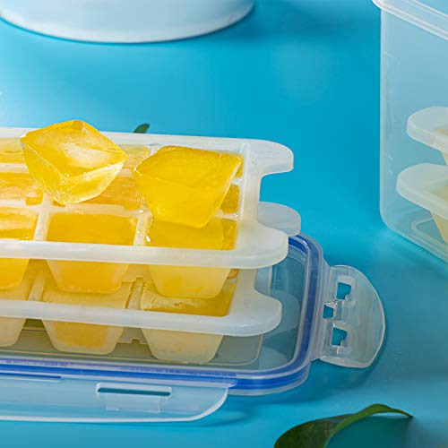 Bandeja de cubo de gelo WETONG pacote com 4 – 72 cubos de gelo trapezoides, conjunto de recipientes