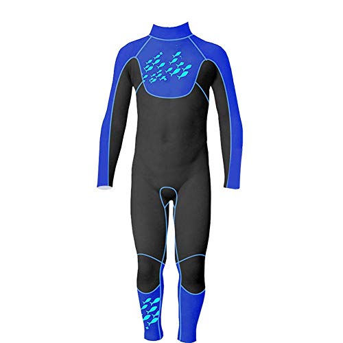 Keenso Muta da Immersione, Warm Bambini Bambini Ragazzo Scuba Snorkeling Nuoto Muta a Manica Lunga Abbigliamento da Sub Muta da Bagno per Immersioni subacquee(XXL-Noir & Bleu)