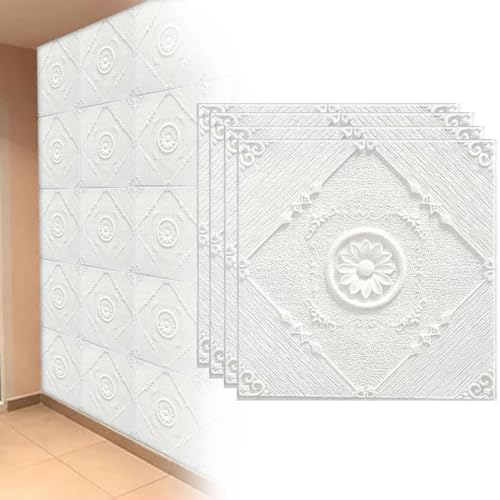 Paneles de pared 3D para ocultar imperfecciones con espuma autoadhesiva blanca en dormitorios