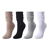 Zmart Women's Slouch Socks Scrunch Socks Slouchy Scrunchie Boot Socks 4 Pairs