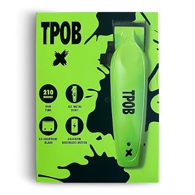TPOB X Digital Brushless 6800rpm Metal Professional Hair Clippers for Men, XO Combination Fade/Taper Blade Cordless Rechargeable Clippers (X Clipper Green)