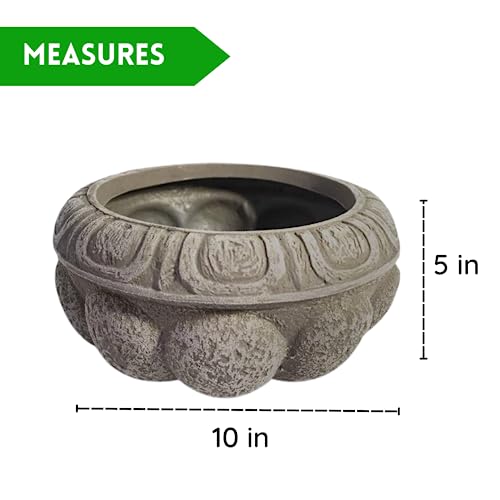 Elly Décor Plastic Cantera Planter 10X5 In. Pot Cantera Design Decorative For Indoor And Outdoors Plants Round Flower Pot White Cantera #TOP1