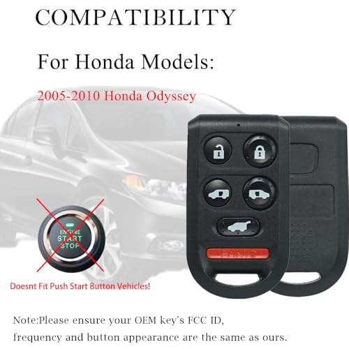MechanMagic Key Fob Replacement Fits for 2005 2006 2007 2008 2009 2010 Honda Odyssey (FCC:OUCG8D-399H-A) Keyless Entry Remote Control 72147-SHJ-A61 314 MHZ 1Pack 6Button by MechanMagic - Image 2