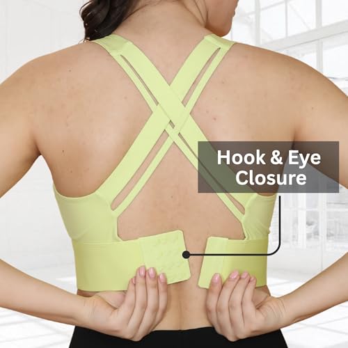 Image of GLAMORAS Women Polyester Spandex Medium Impact Front Zip Sports Bra Longline Fitness Criss Cross Back Crop Tops Tank Gym Yoga Workout, Size: M-2XL