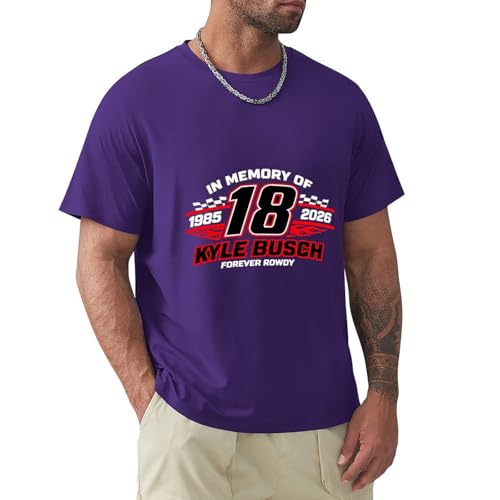 in Memory of Kyle Busch T-Shirt, #18 Forever Rowdy 1985-2026 Tribute T-Shirt, Stock Car Racing Legend Fan Unisex Tee for Men