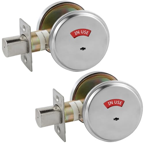 HISAFE in-Use/Vacant Commercial Deadbolt, Heavy Duty Satin Chrome Grade 2 Privacy Indicator Deadbolt for Bathroom/Office, UL3 Hour Fire Rated, Left&Right Handed, 2 3/4