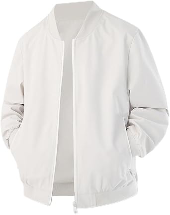 Jaqueta bomber masculina leve primavera outono casual corta-vento casaco com zíper completo com bolsos laterais