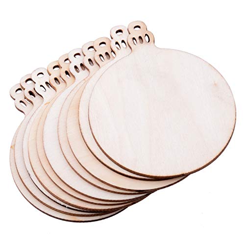 Pack Of 50 Wooden Crafts To Paint Christmas Tree Hanging Ornaments Unfinished Wood Cutouts Christmas Decoration Diy Crafts (Wooden Round Cutouts) #TOP2