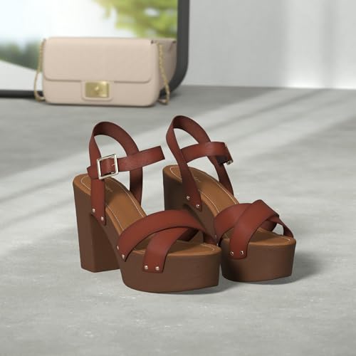 Limelight April Apple - Women's Faux Wooden High Heeled Platform Dress Sandals2