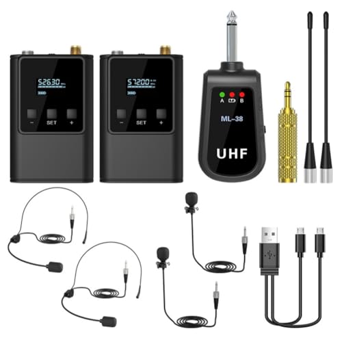 Yoeruers de Micrófono Inalámbrico UHF Portátil con Bolsa de Cintura y Micrófono de Solapa para Eventos, Discursos y Grabaciones de A Dos