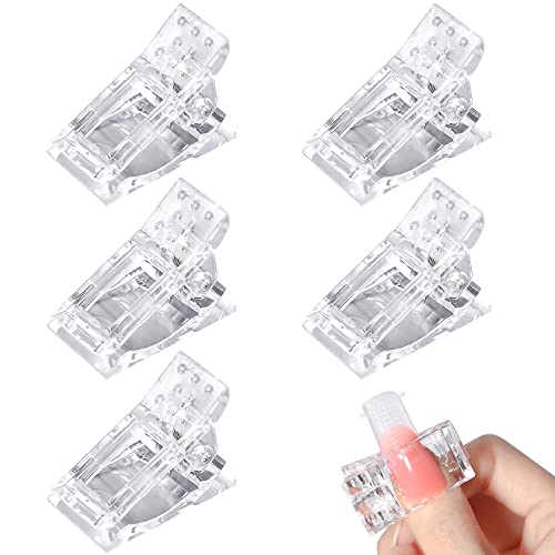 Sularpek Clips de uñas, 5 Pcs Pinzas de uñas de Polígel, Transparente uñas Consejos Clip, Clip para Puntas de uñas, Herramienta de Manicura para Arte de uñas para la Construcción Rápida de uñas