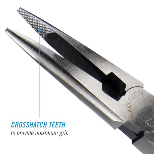 Image of Channellock 317 8-Inch Long Nose Plier with Side Cutter | Needle Nose Pliers with Knife and Anvil - Style Side Cutter | Crosshatch Jaw Forged from High Carbon Steel for Maximum Grip on Materials | Specially Coated for Rust Prevention | Comfort Grips , Blue