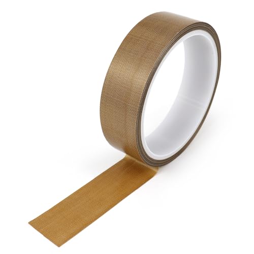 BOMEI PACK Teflone PTFE Glass Cloth Tape, (1-inch x 33 Feet x 0.18mm) High Temperature PTFE Tape for Vacuum Sealer Machine, Hand Impulse Sealers Insulation PTFE Coated Fiberglass Adhesive Tape