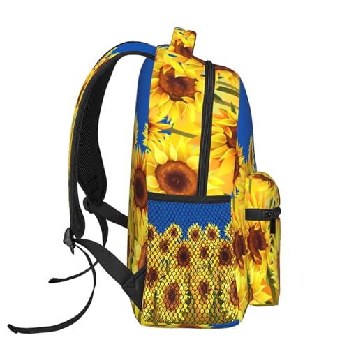 Sunflowers And Blue Ukraine Flag Lightweight Backpack Travel Casual Bags for Women or Men 15.7 Inches3